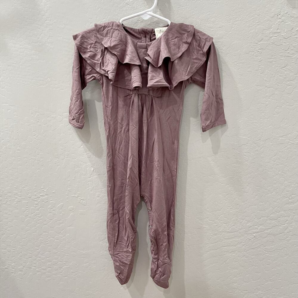 NWT The Woods by Kate Quinn Purple Modal Ruffle Neck Footie Romper